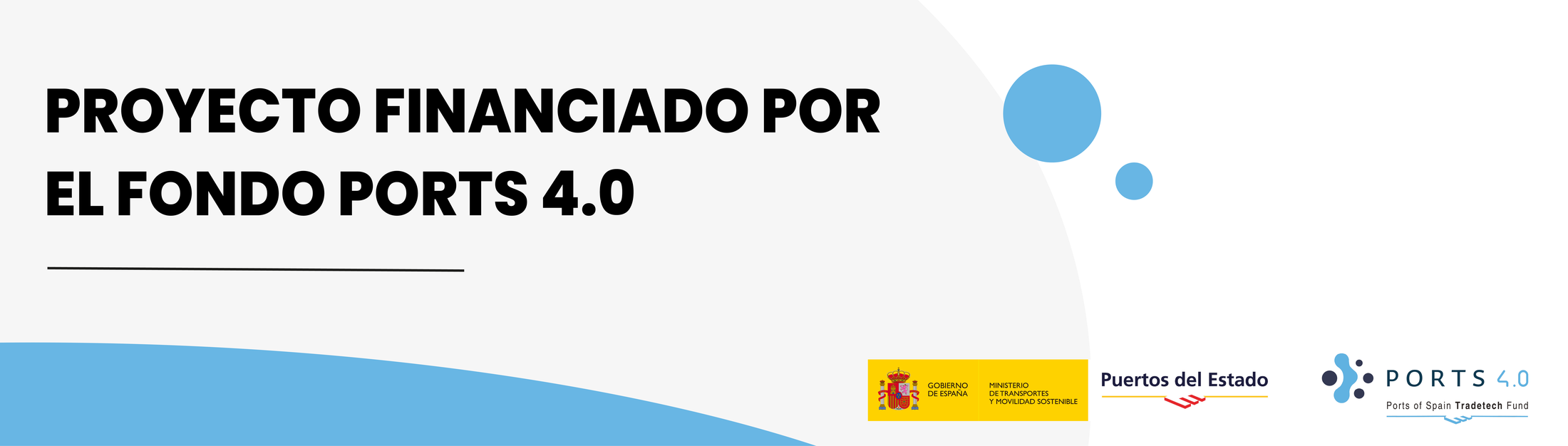 Banner oficial do Fundo Ports 4.0, Puertos del Estado, Ministerio de Transportes y Movilidad Sostenible